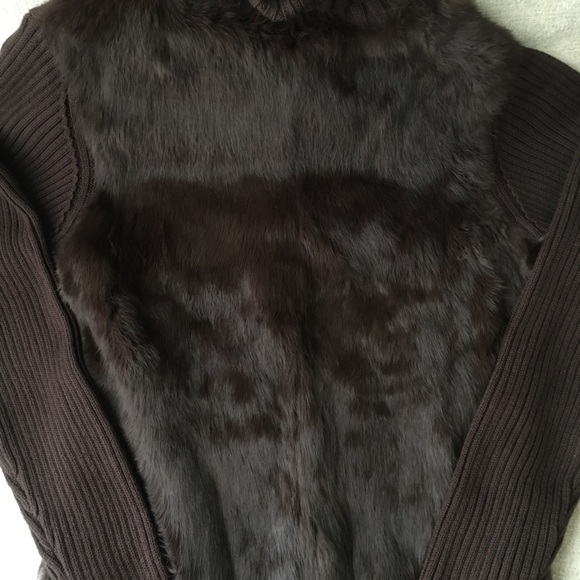 Vintage Women’s Brown Genuine Rabbit Fur Turtle Neck Sweater - Picture 4 of 11